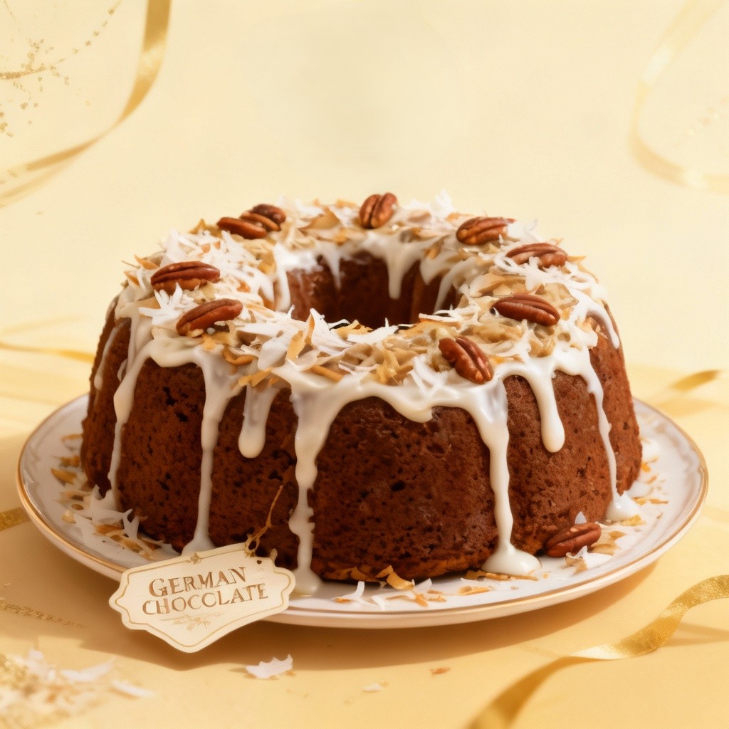 German Chocolate Pound Cake with chocolate and coconut